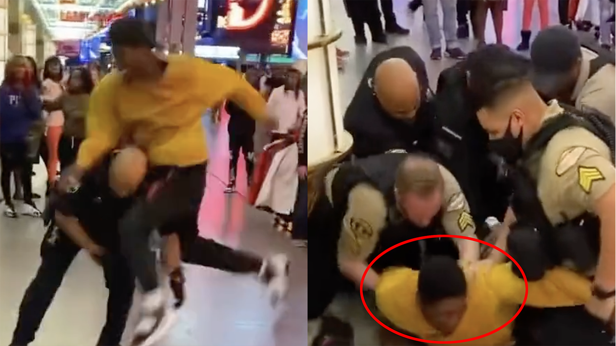 A man goes viral for attacking a police officer on Freemont Street in Las Vegas