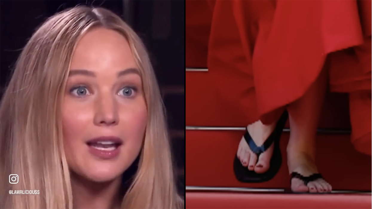 Actress Jennifer Lawrence she was not making a political statement by wearing flip-flops?