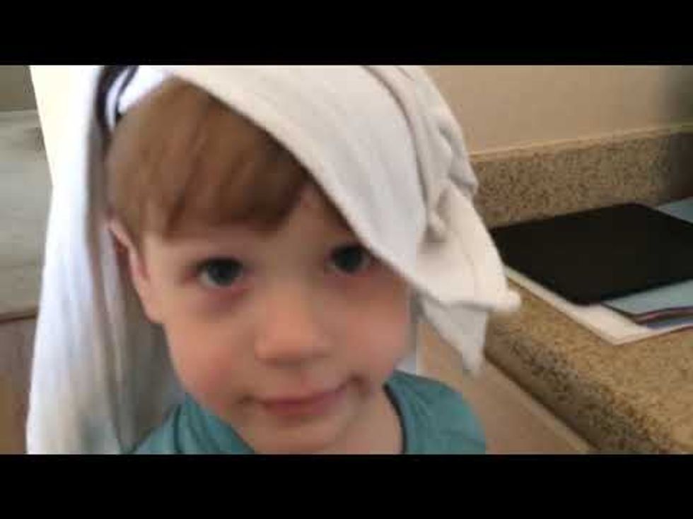 WATCH: Toddler James Younger Tells His Dad "Mommy Says I'm a Girl"