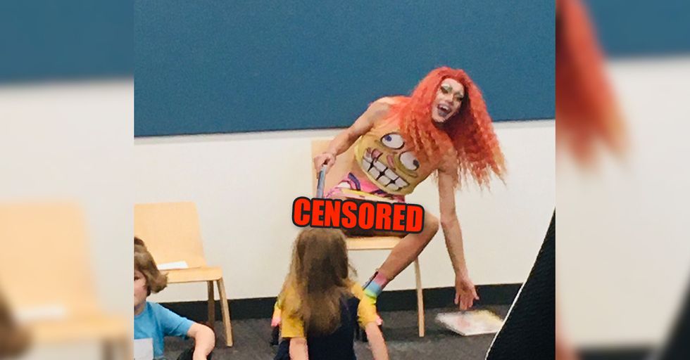 Grown man at library story time appears to flash children