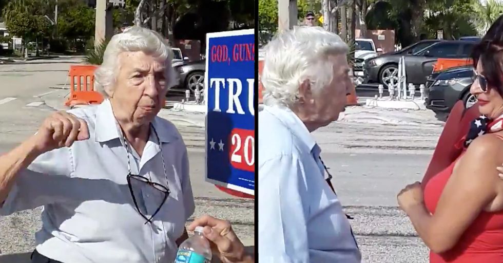 Old Woman Berates Trump Supporters with a Voice like Mickey Mouse