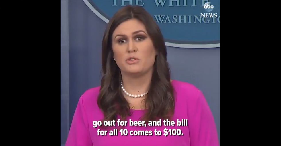 WATCH: Sarah Huckabee Sanders Perfectly Explains Taxes with Clever Bar Analogy...