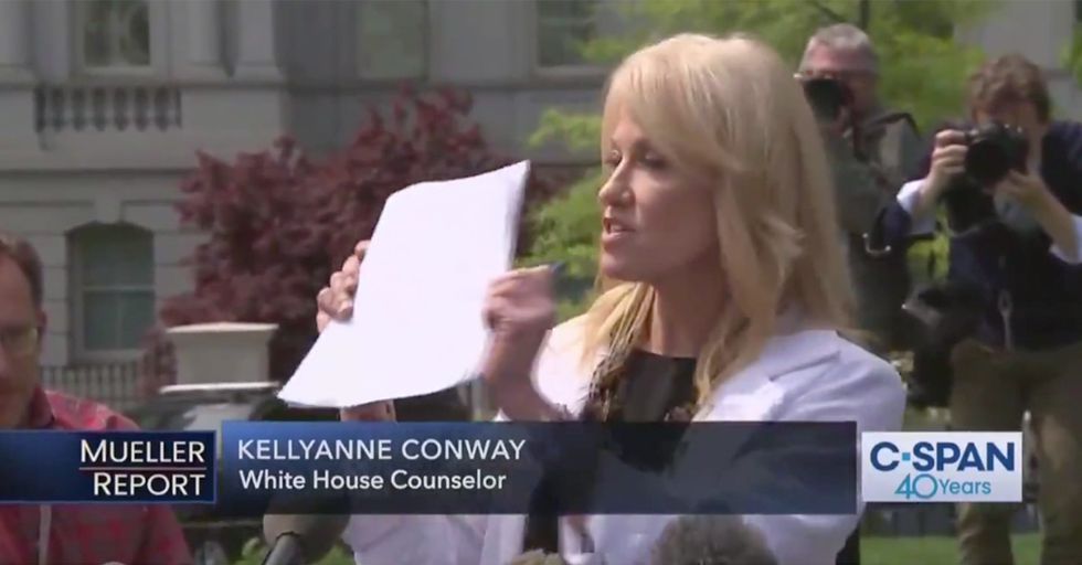 Kellyanne Conway: "Here's a list of Democrats in Congress Accomplishments." Holds Up Blank Paper.