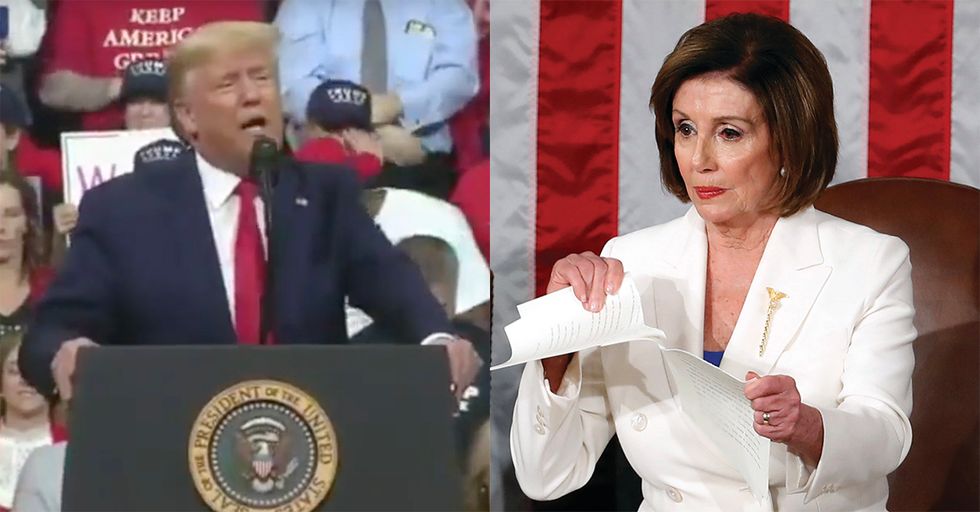 Trump Mocks Nancy Pelosi's Mumbling During the SOTU [VIDEO]