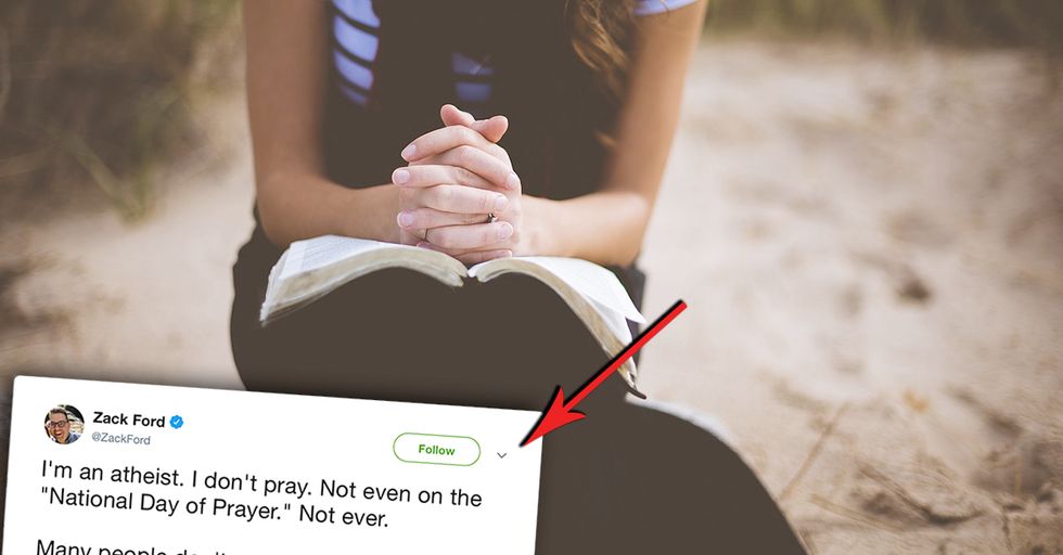 Atheist Zack Ford Claims Prayer Day is 'Erasing' him, Gets Mocked