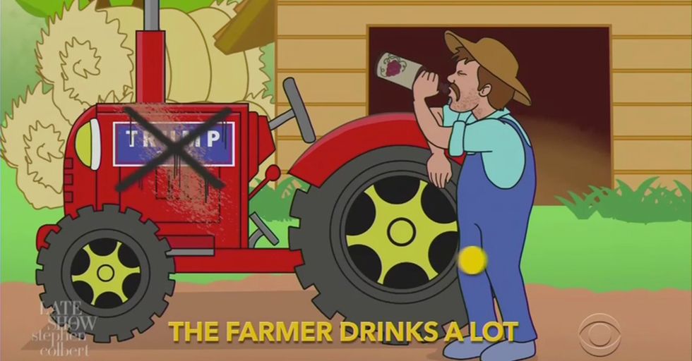 Stephen Colbert Mocks Farmers with Cartoon Depicting them as Hicks