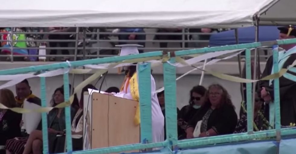 Watch: High school valedictorian excoriates crappy counselor, unhelpful Staff, and drunk teacher during graduation speech