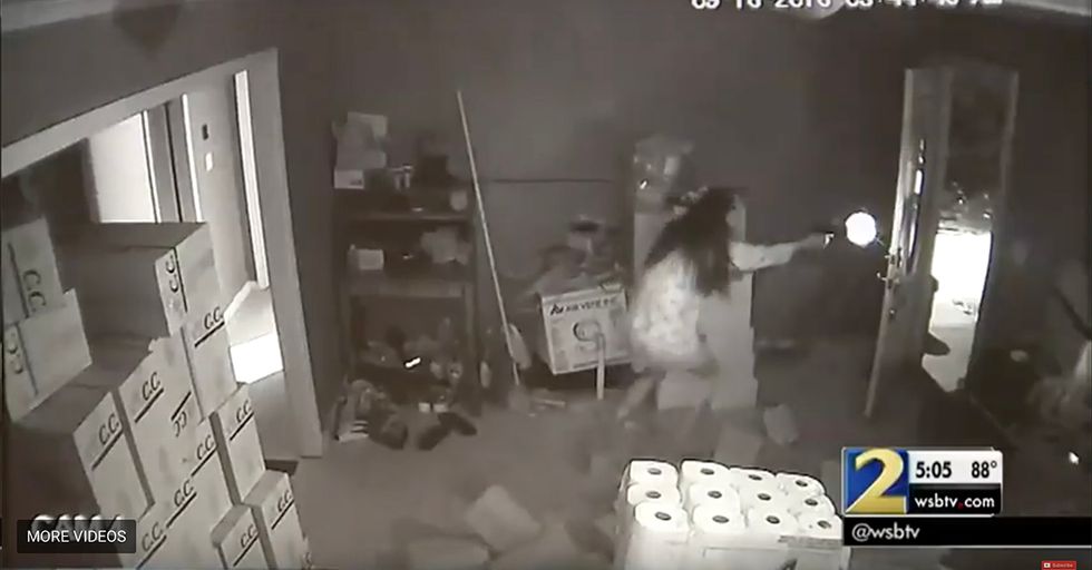 AWESOME: Woman with Gun Takes on Multiple Armed Robbers