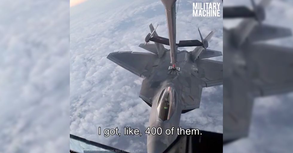 AMERICA: Fighter Pilot and Boom Operator Talk Chick-fil-A Sauces While Refueling an F-22 Raptor