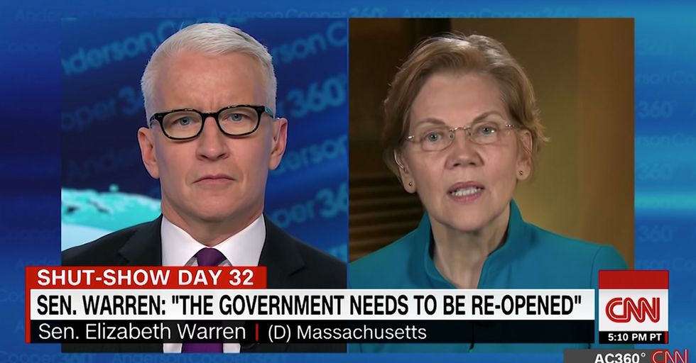 WATCH: Elizabeth Warren Tells Anderson Cooper There are TWO Branches of Government. There are Three, Sweetie.