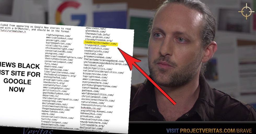 Project Veritas' Google Document Shows "Louderwithcrowder.com" on a Block List
