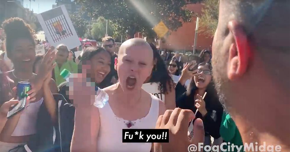 Women's Marcher Melts Down Over MAGA Hats, Claims Emotions Outweigh Facts