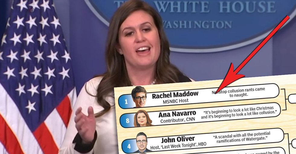Sarah Huckabee Sanders Trolls Media with "Mueller Madness" Russian Bracket