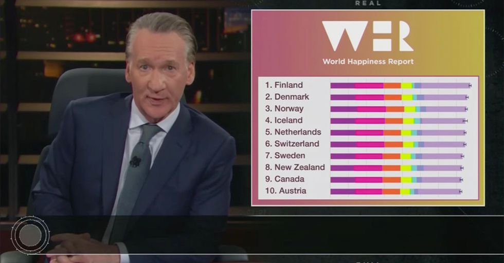 Bill Maher Tries Using Happiness to Argue in Favor of Socialism