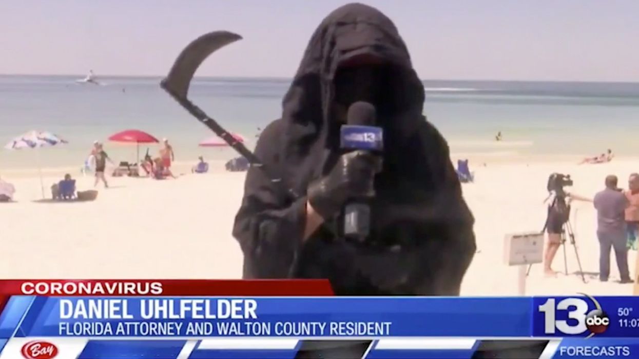 CULT? Florida Lawyer Dresses as Grim Reaper to Protest Beach Opening