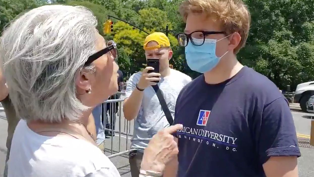Liberal Weenie Almost Gets Glasses Smacked Off His Head by Old Lady and It's Awesome