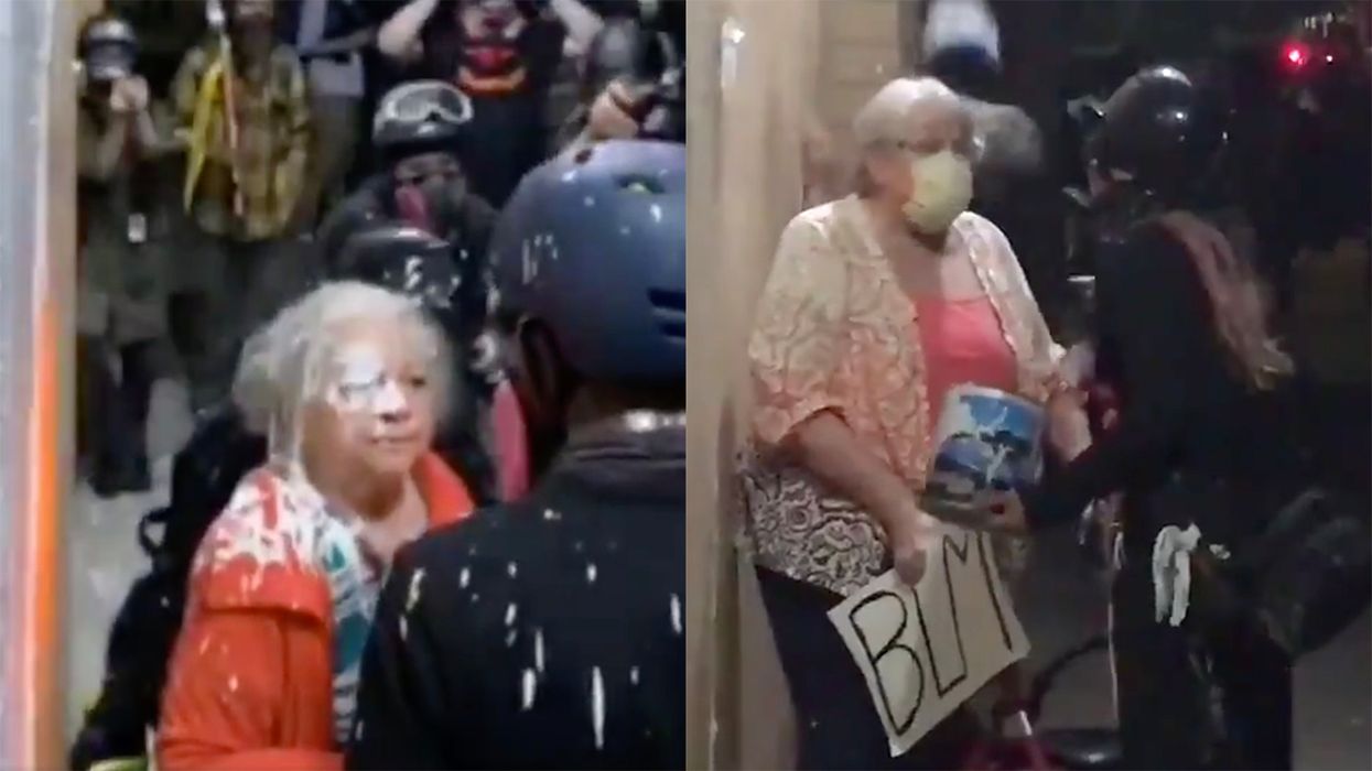 Watch: Leftist protesters assault two old ladies, one of whom was using a walker