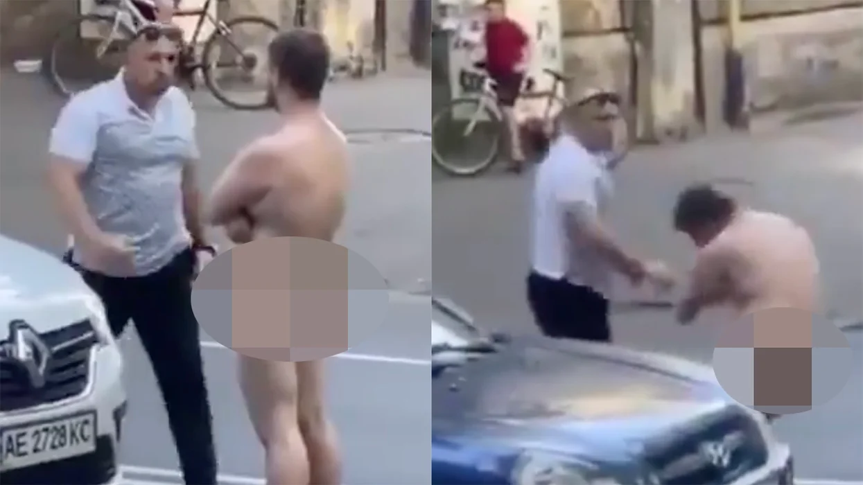 Watch: Guy attempts naked protest in front of another man's car, gets dropped so hard the punch echos