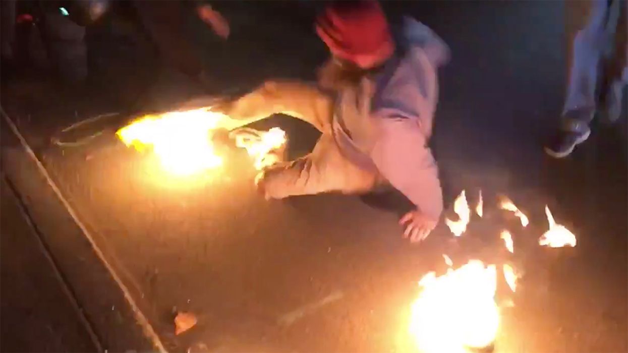 Watch as Portland Antifa Throws a Molotov Cocktail ... but Accidentally Sets His Comrade on Fire