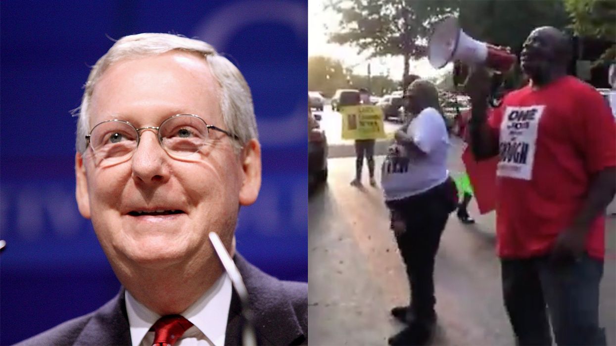 Angry Liberals Protest Outside Mitch McConnell's Home to Demand ... 600 Dollars