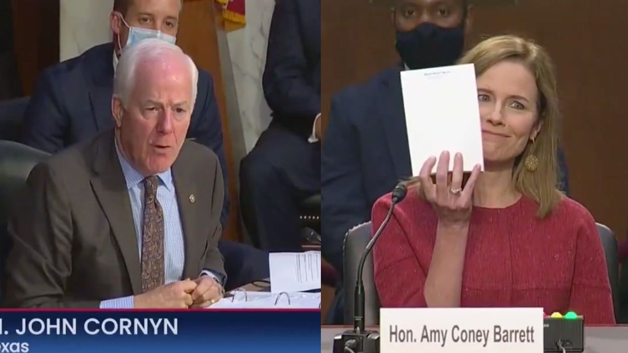 Senator Cornyn Asks to See Amy Coney Barrett's Notes. She Holds Up a Blank Notebook!