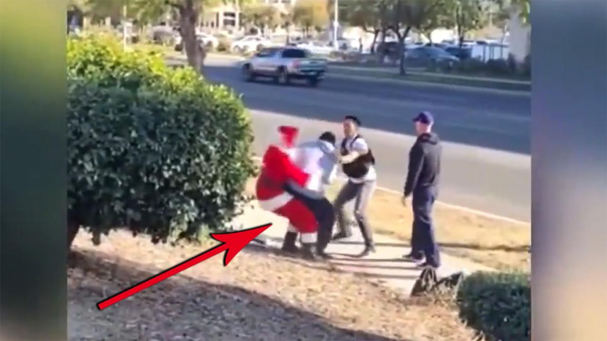 'Go Get Him Santa!': Santa Claus and a Gun-Toting Elf Supplex, Take Down a Car Thief