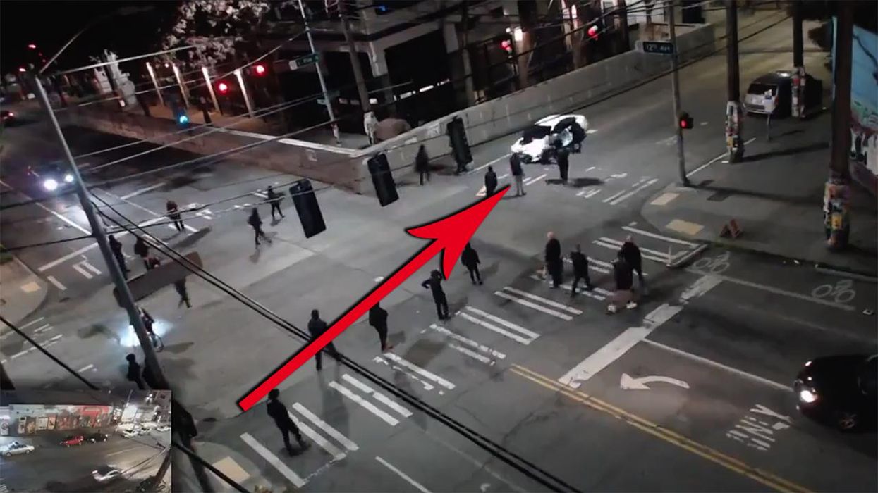 Liberal Protester Jumps on Elderly Man's Car, Quickly Discovers How Gravity and Horsepower Work