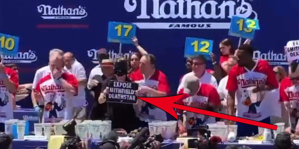 Joey Chestnut Chokes Out Protester Louder With Crowder