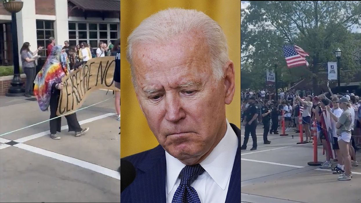 Watch: Pro-Israel and Pro-Palestine protestors unite under common cause... chanting "F*** Joe Biden"