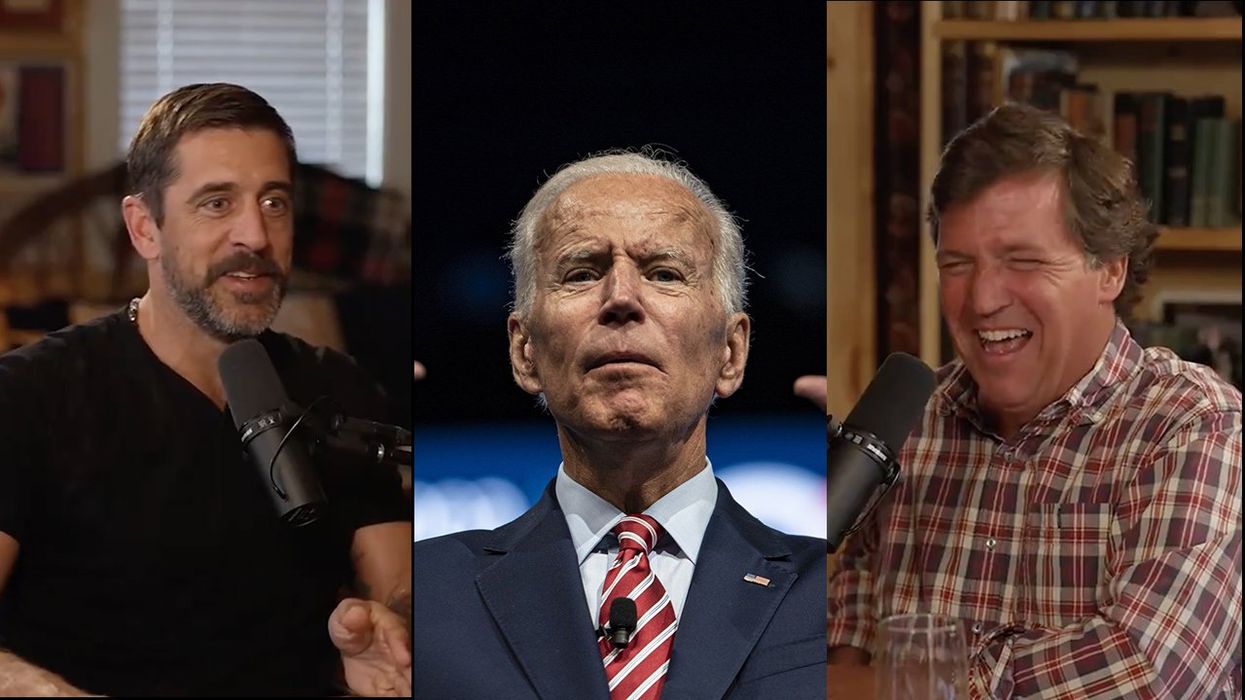 "This guy sh*ts his pants every now and then": Aaron Rodgers, Tucker Carlson take turns ROASTING Joe Biden