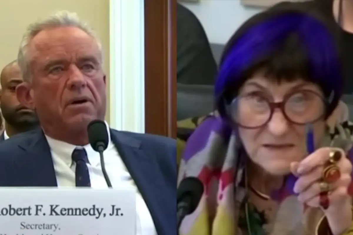Purple-haired Democrat has a cow over raw milk as she screeches at RFK Jr.