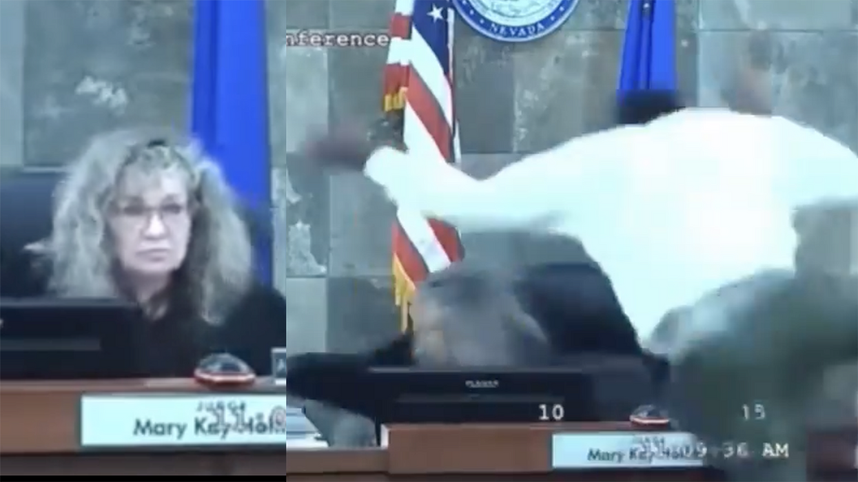 Watch: Career felon doesn't like being denied bail, so he does the Superfly splash attacking the judge