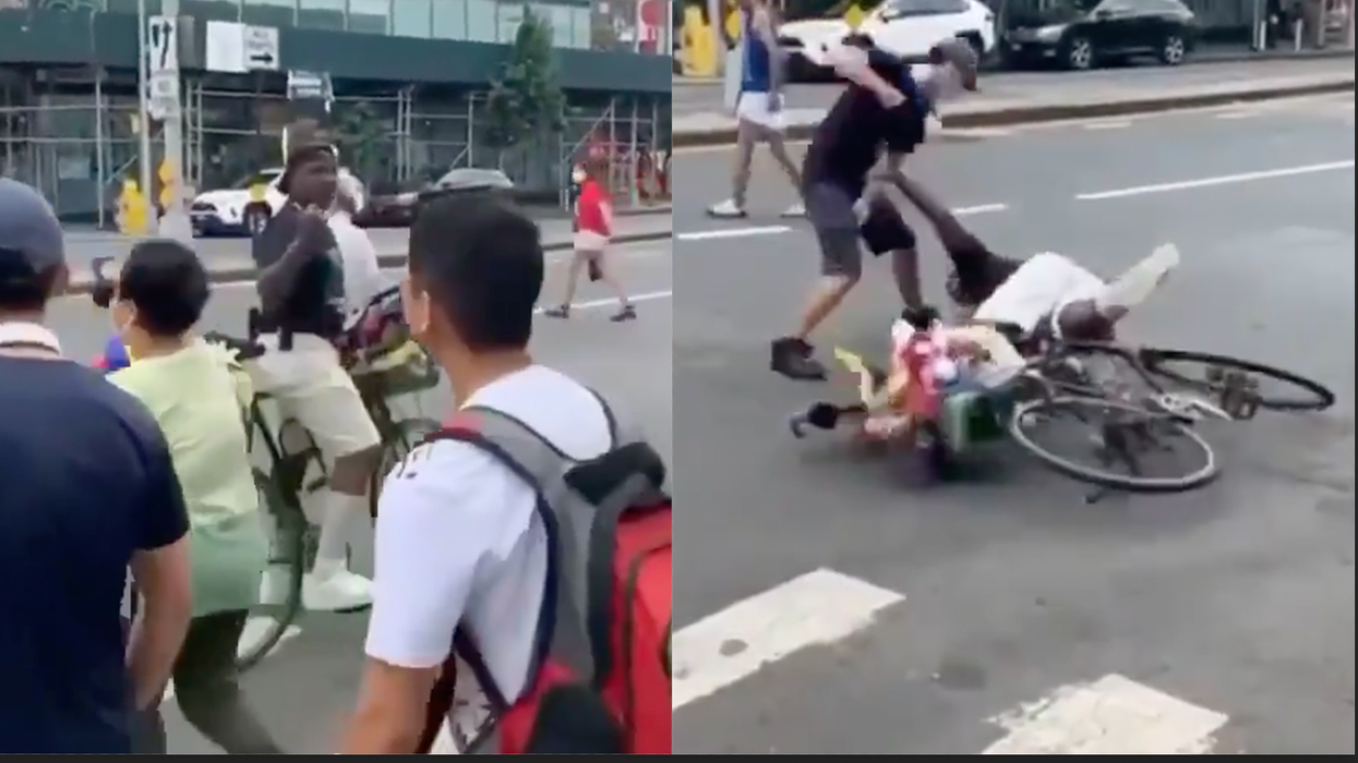 Man Shouts Slurs at Chinese Pedestrians, Discovers 'Stop Asian Hate' While He's Eating Fists