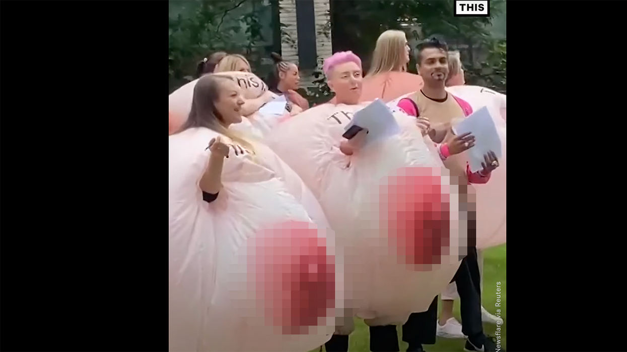 Women Dress as Boobs, March Outside Facebook Over Algorithm Only Showing Male Nipples