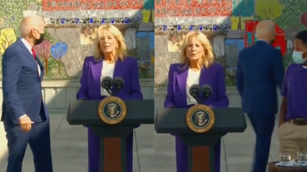 Joe Biden Wanders Off While His Wife's Speaking for Reasons Only Known to Joe Biden