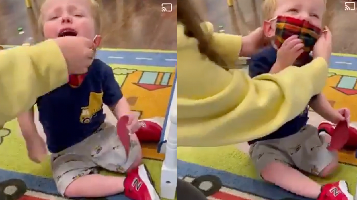 Heartbreaking Video Shows Two-Year-Old in Day Care Being Forced to Comply with Democrat's Mask Mandate