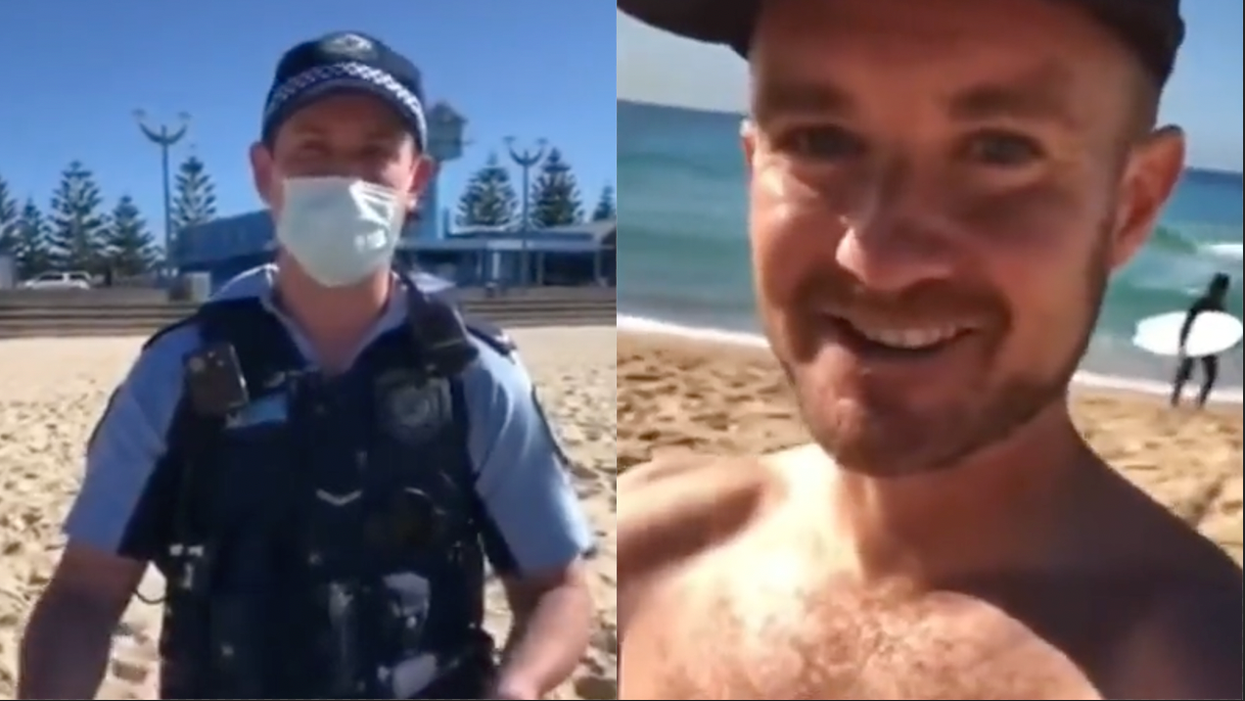 Cops Harass Australian on Empty Beach, Claim Sunbathing is 'Non-Essential' Reason to Be Outside