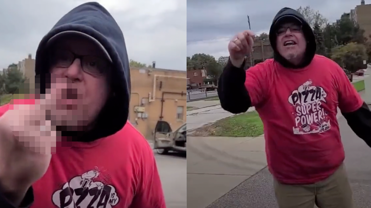 Watch: Liberal Pizza Guy Freaks Out, Challenges Driver to 'Mutual Contact' Because Driver has a Trump Flag