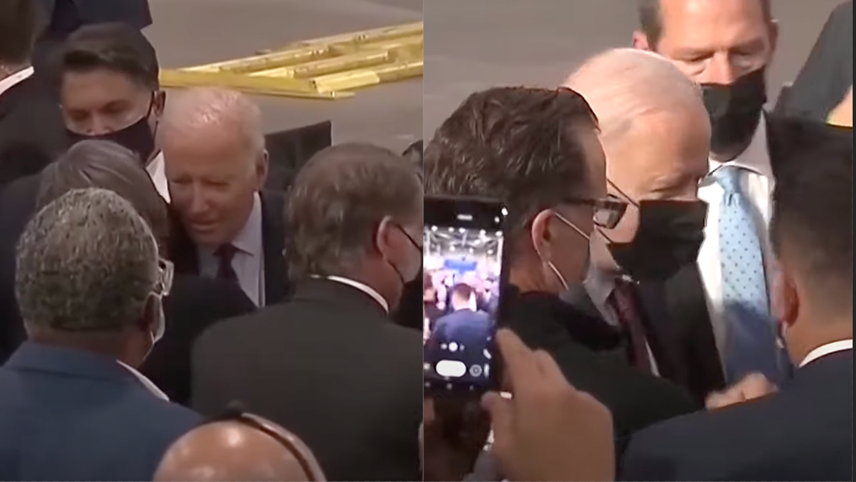 Watch: Joe Biden Gets in Someone's Face Maskless, Puts Mask on When Asked to Take a Selfie
