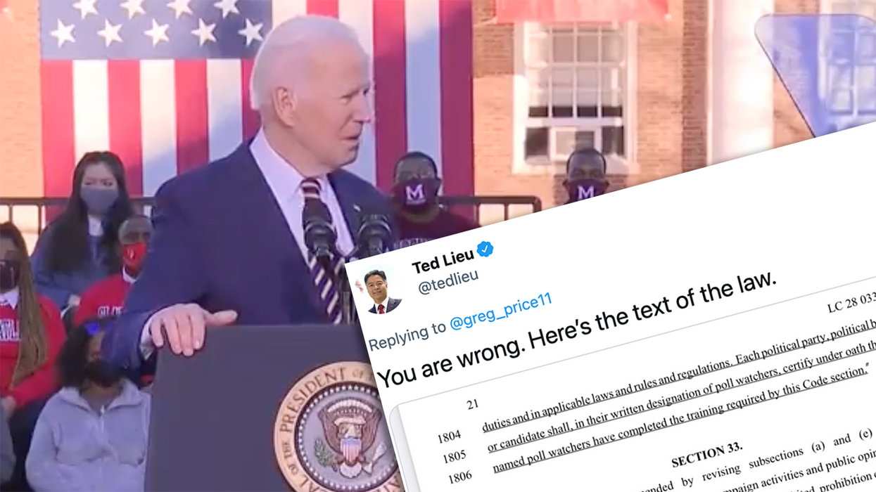 Congressman Claims Joe Biden Isn't Lying About Georgia Voting Bill, Posts Text That... Proves Biden IS Lying