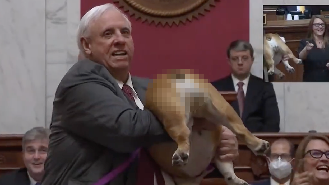 Watch: GOP governor tells Hollywood celebrity to kiss his dog's butt...then literally holds up his dog's butt