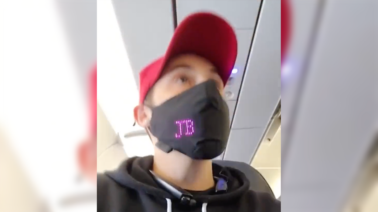 Watch: Flight Attendant Harasses Passenger Over His 'Let's Go Brandon' Mask in Flashing LED Lights