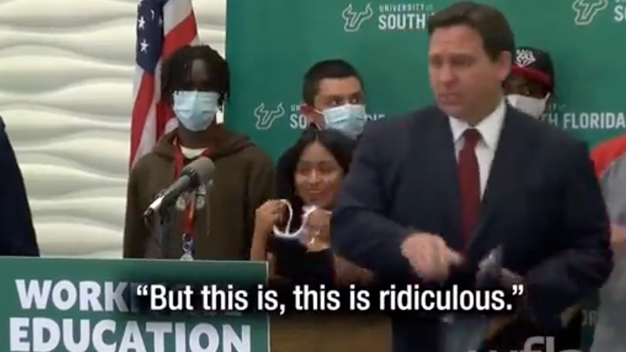 Watch: Ron DeSantis Acts Like Grown-Up, Tells Students to Take Mask Off, 'This is Ridiculous'