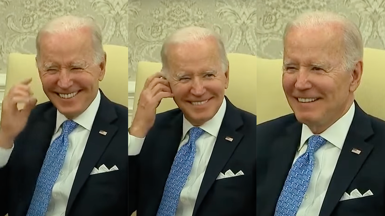 Portrait of Incompetence: Joe Biden Sits With Dopey Grin While Handlers Scream at Reporters to Get Out