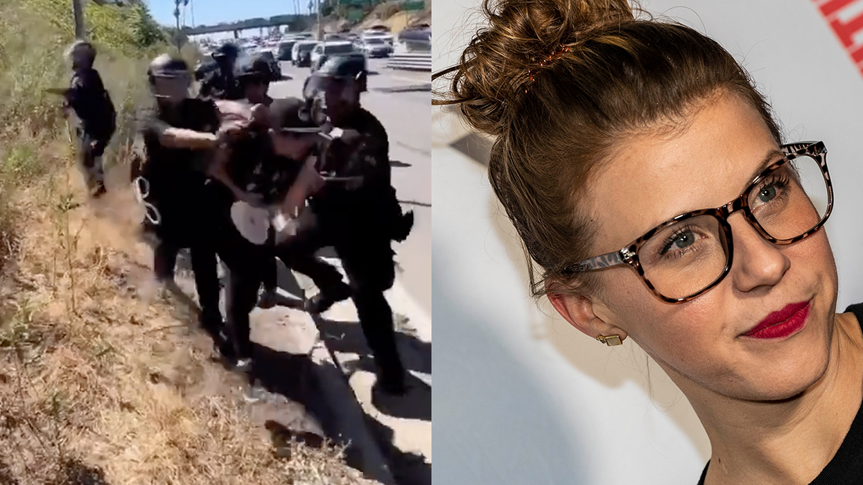 Actress Jodie Sweetin Loses Footing at Abortion Protest Blocking Traffic as Police Try to Catch Her