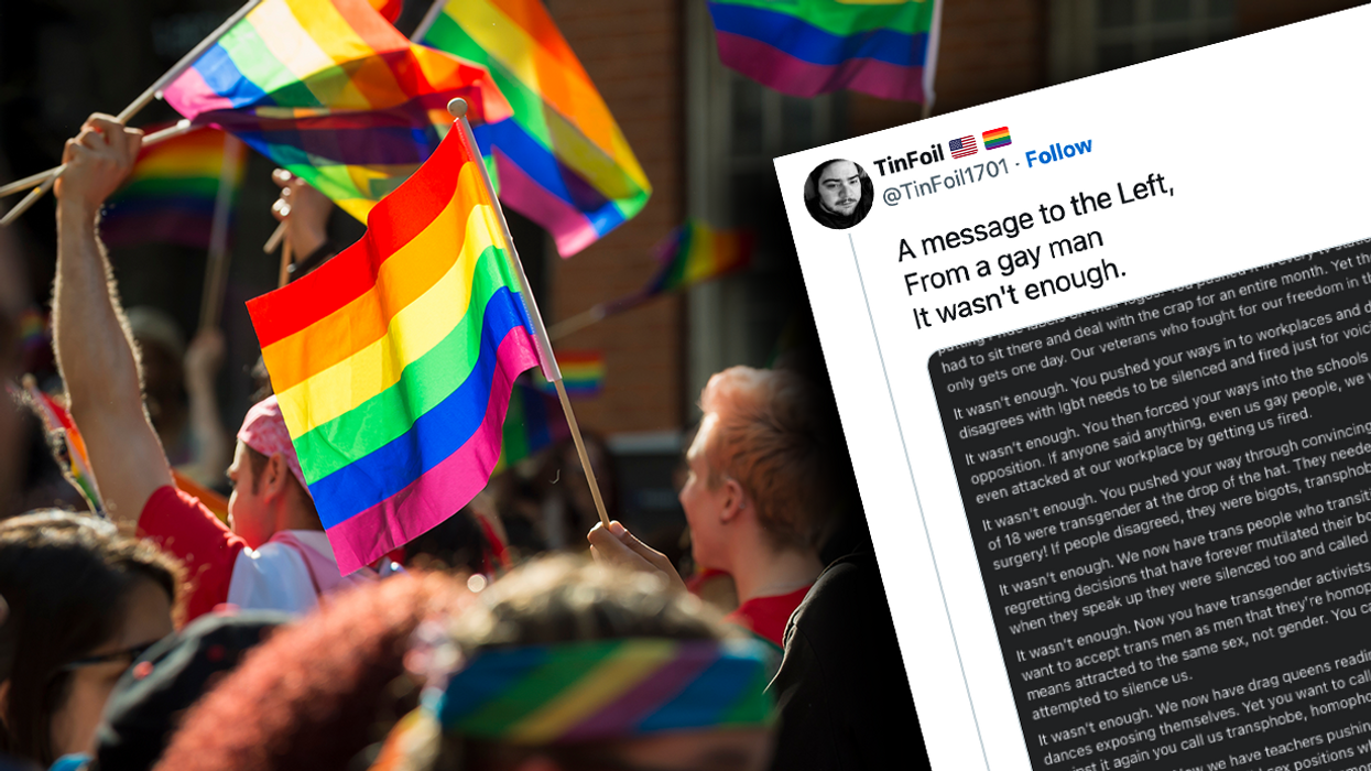 'It Wasn't Enough': Gay Man on Twitter Destroys Leftist Culture in Viral Open Letter