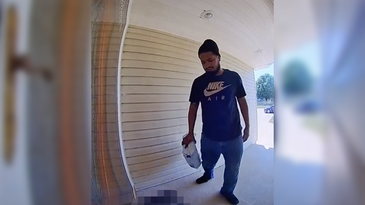 Watch: Doorbell camera catches deliveryman's perfect, unfiltered response to an Anti-Biden doormat