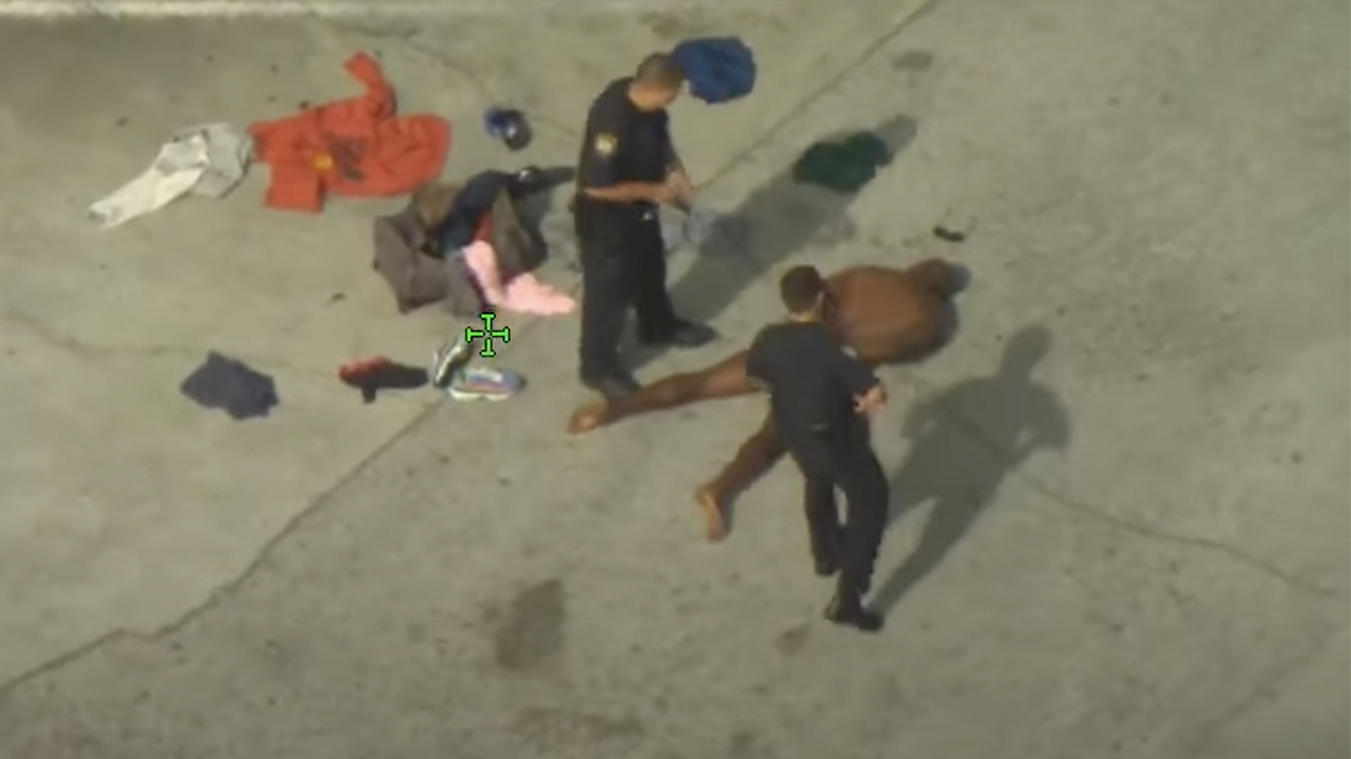 Watch as police subdue a naked man who attacked another man with a machete and tried to steal his clothes