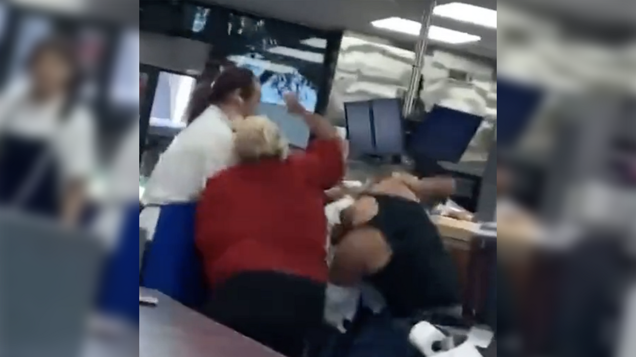 Watch: Big ol' boy and bigger ol' girl throw down at burger joint because nothing is sacred