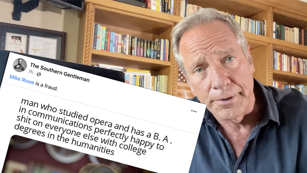 Mike Rowe barbecues troll who tagged him in 'fraud' meme accusing him of s***ing on college graduates